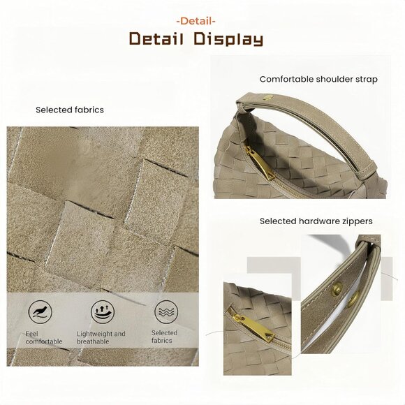 Luxurious Suede Hobo Bag - Women's Woven Leather Shoulder Bag with Spacious Inte - Picture 3 of 9